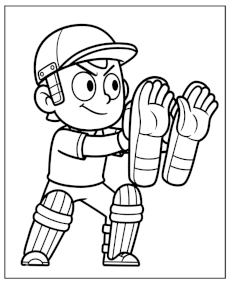 Cartoon cricket catcher coloring page sport mobile