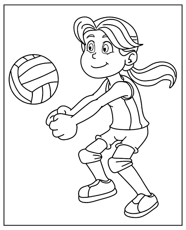 Girl player volleyball coloring page for kids
