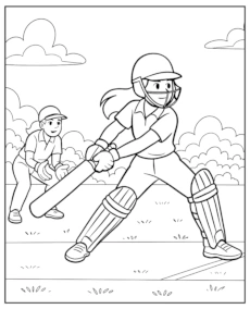 Cricket female match coloring page for kids mobile