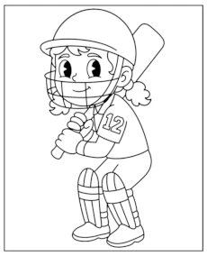 Cricket girl player coloring page for children mobile