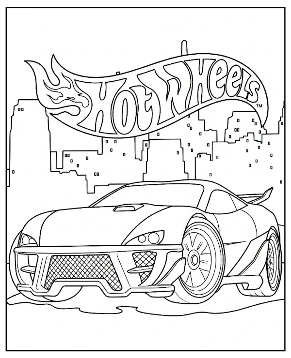 Hot Wheels car coloring page for kids