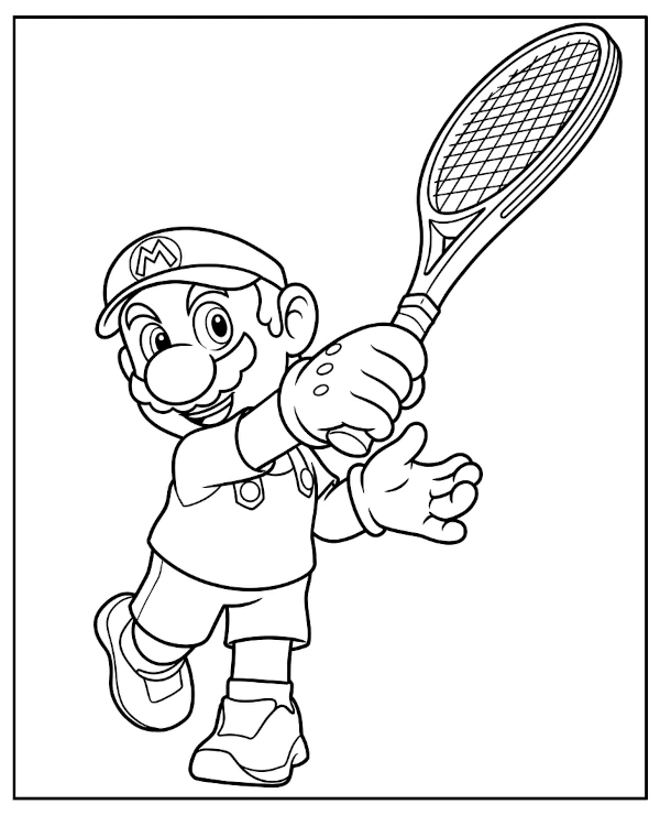 Mario tennis player coloring page