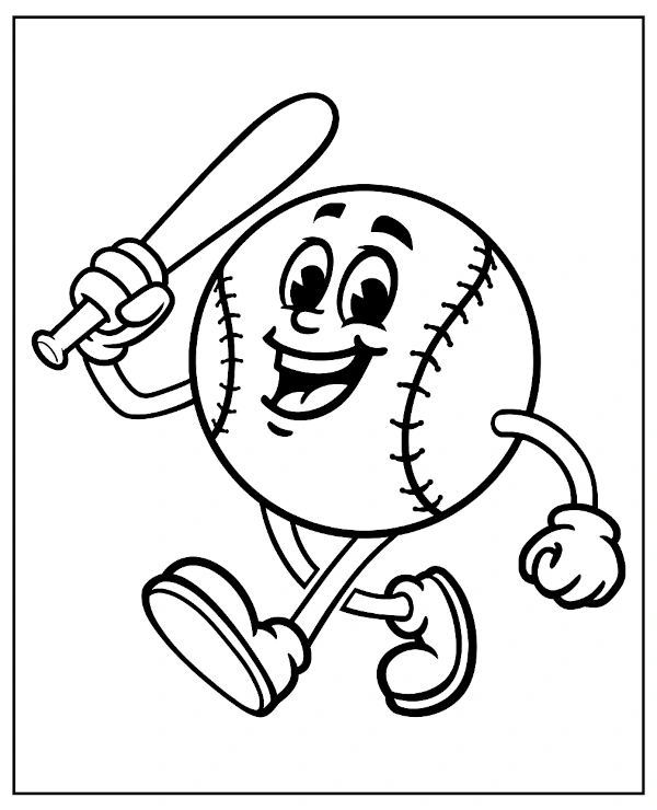 Baseball mascot coloring page for kids