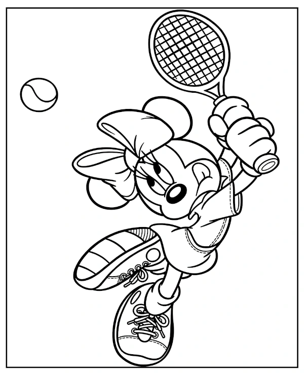 Minnie Mouse tennis player coloring page