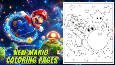 New Mario Coloring Pages for the Premiere of the Super Mario Galaxy Movie banner mobile