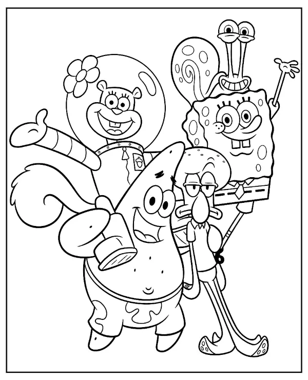 Coloring Page SpongeBob main Characters