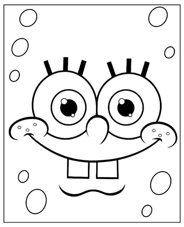 SpongeBob face Coloring Page for Kids