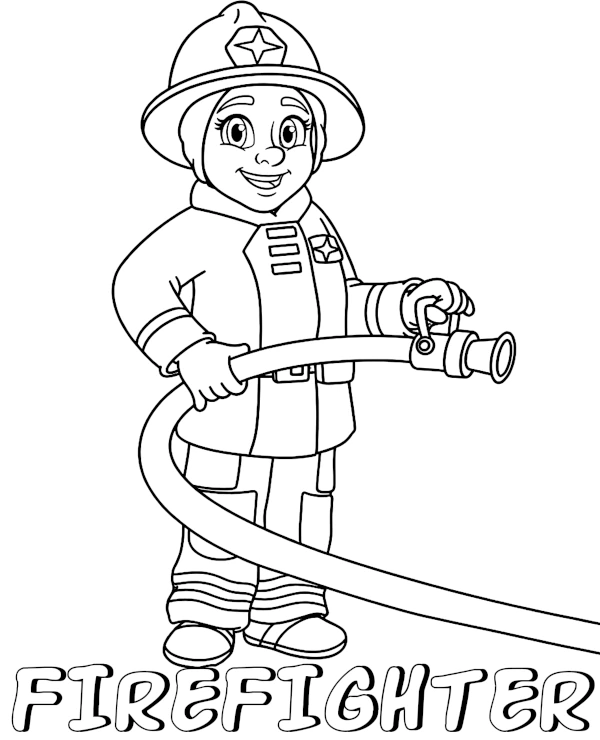 Firefighter Woman Coloring Page 