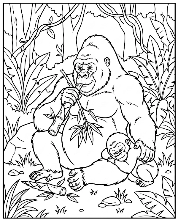 Gorilla Coloring Page African Animal