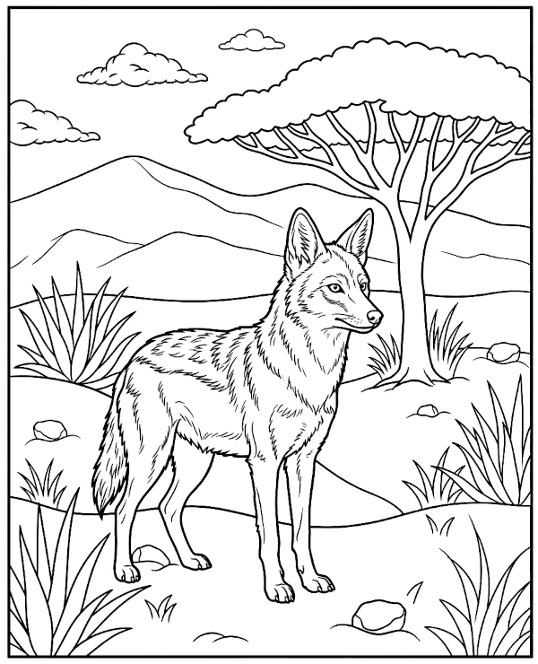 Jackal Coloring Page African Animal