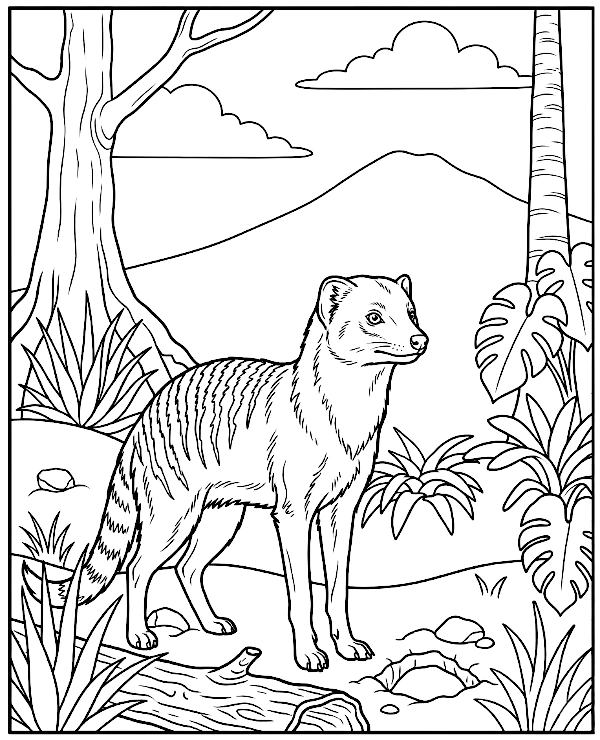 Mongoose Coloring Page African Animal