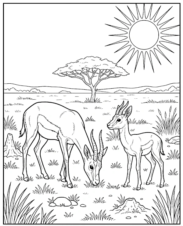 Thomson's Gazelle Coloring Page African Animal